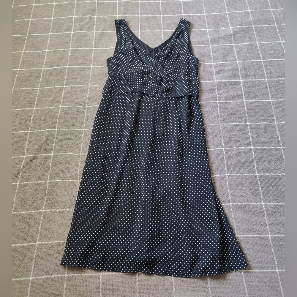 Black Polka Dot Sleeveless Midi Dress